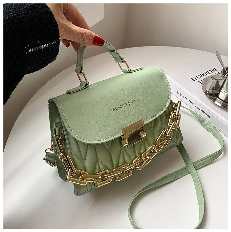 Women Textured Bag New Korean Girl Fashion Messenger Bag Chain Shoulder Small Square Bag Luxury Brand Handbags Tote Bag Purse