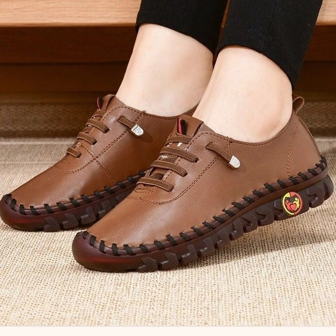 2022 New Spring Casual Women Shoes Platform Loafers 2022 Lace Up Leather Flats Slip-On Mom Shoe Mujer Zapatos Chaussure Femme