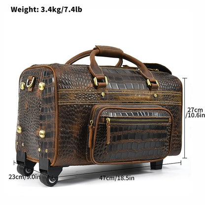 New Arrival Male Crocodile Leather Travel Bag Men Handbag With Shoulder Strap Travelling Bag Luxury Design Alligator Trolley Bag