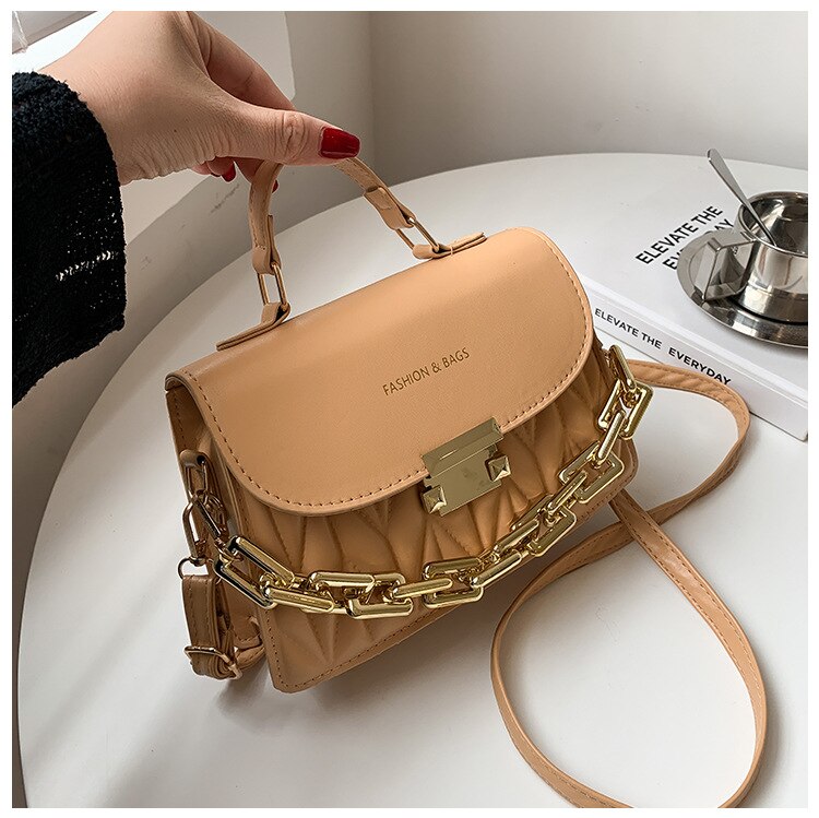 Women Textured Bag New Korean Girl Fashion Messenger Bag Chain Shoulder Small Square Bag Luxury Brand Handbags Tote Bag Purse