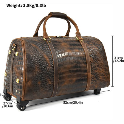 New Arrival Male Crocodile Leather Travel Bag Men Handbag With Shoulder Strap Travelling Bag Luxury Design Alligator Trolley Bag