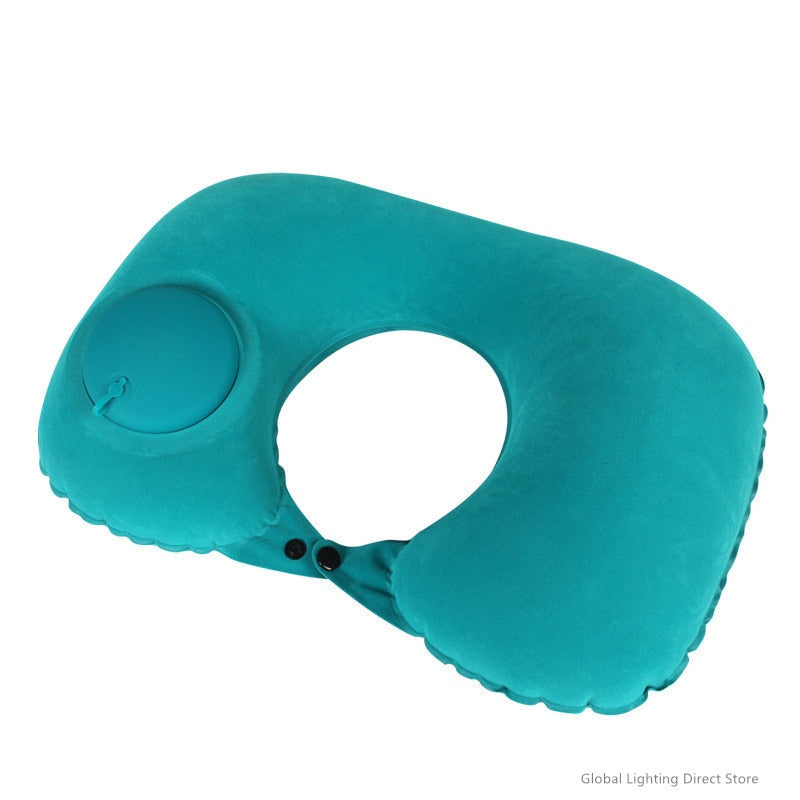 U-Shape Travel Pillow Automatic Air Inflatable Airplane Car Pillows Ring Pillow Folding Press Type Bed Pillows Neck Cushion 2