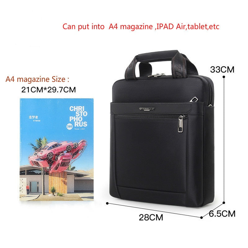 Men Small Briefcase Vertical Document Pack Men&#39;s Single Shoulder 12-inch IPAD Bag Male Waterproof Nylon Messenger Bag Sac Homme