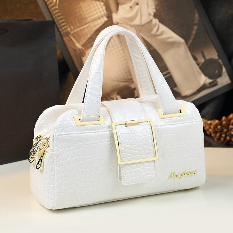 Fashion Elegant Madam Handbag Crocodile Pattern with Lattice Luxury Women Shoulder Tote Bag Multiple Zipper Ladies Bag 2023 New
