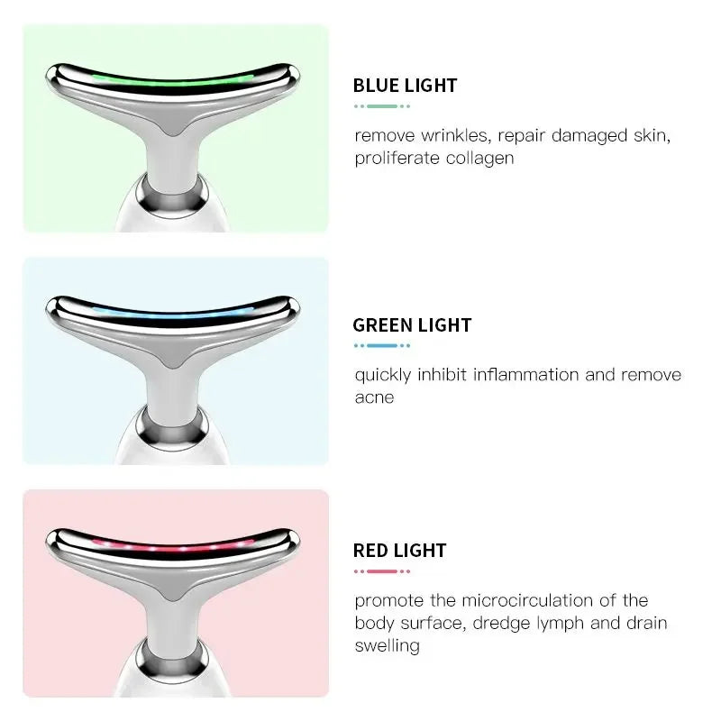Neck Massager Facial Lift Three Light Modes Electric Skin  Tightening Device LED Beauty Instrument
