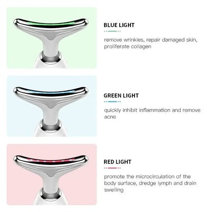 Neck Massager Facial Lift Three Light Modes Electric Skin  Tightening Device LED Beauty Instrument