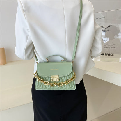 Women Textured Bag New Korean Girl Fashion Messenger Bag Chain Shoulder Small Square Bag Luxury Brand Handbags Tote Bag Purse