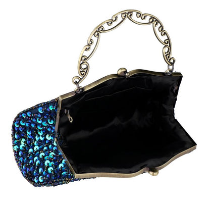 Vintage Peacock Style Women Sequin Evening Clutch Bag Chain Shoulder Bag Bolsas Mujer For Banquet Wedding Party New Arrival