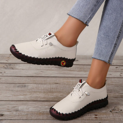 2022 New Spring Casual Women Shoes Platform Loafers 2022 Lace Up Leather Flats Slip-On Mom Shoe Mujer Zapatos Chaussure Femme