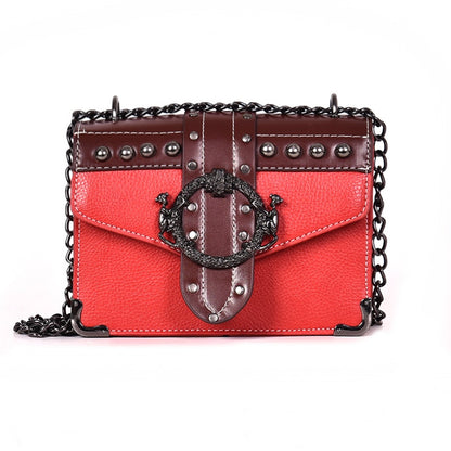 European Fashion Female Square Bag 2023 New Quality PU Leather Women&#39;s Designer Handbag Rivet Lock Chain Shoulder Messenger bags