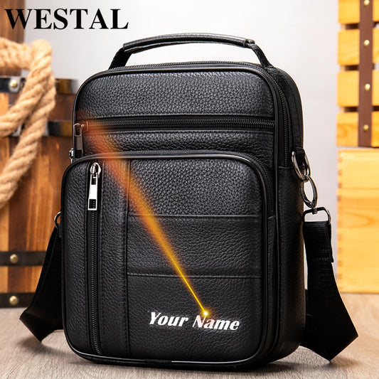 WESTAL Bag Men Leather Men's Shoulder Bags Over The Shoulder Man Messenger Crossbody Bags for Men for Camera ipad Handbags 7457