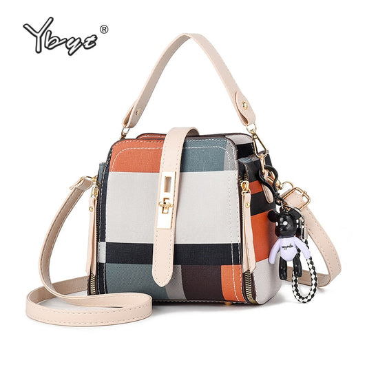 YBYT new hot sale shoulder bag luxury handbags women bags designer fashion messenger bags PU leather Plaid female crossbody bag