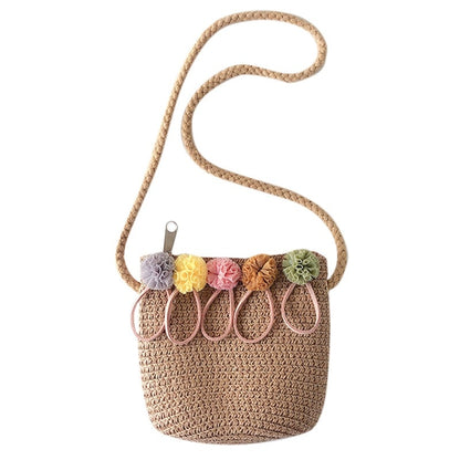 Women Crossbody Shoulder Bag Knitted Straw Messenger Satchel Handbag Bucket Bag Vintage Bucket Straw Beach Bags Women Totes