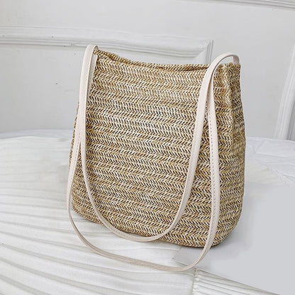 Women Crossbody Shoulder Bag Knitted Straw Messenger Satchel Handbag Bucket Bag Vintage Bucket Straw Beach Bags Women Totes