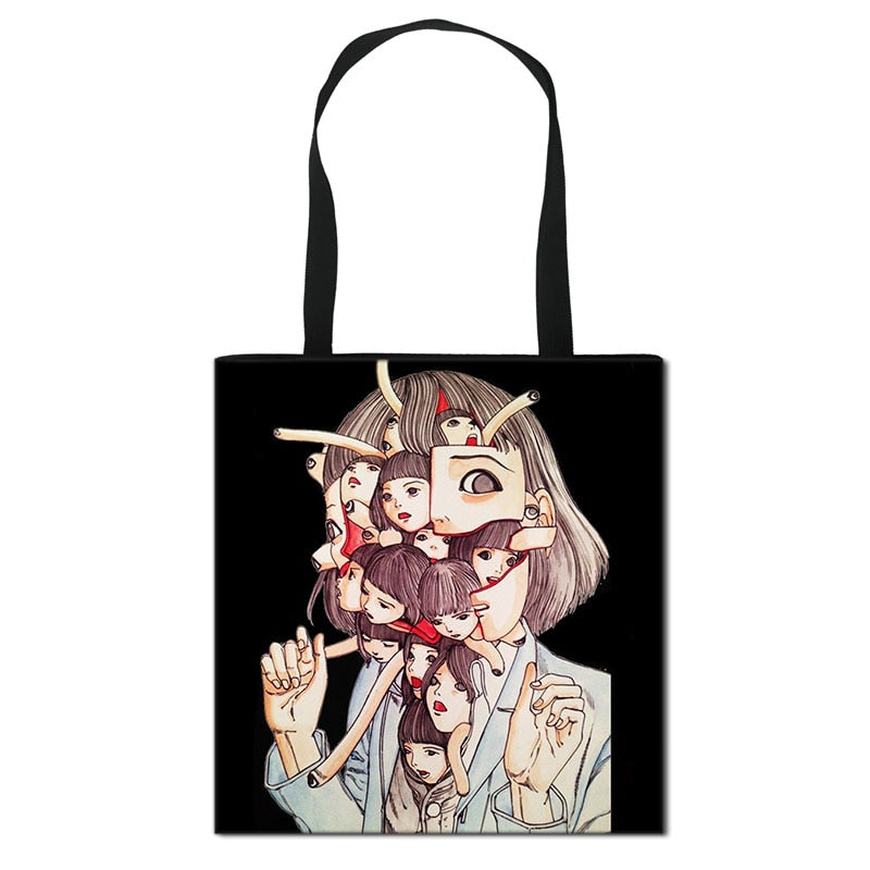 Horror Manga Totes Bag Women Handbag Fashion Shoulder Bag for Travel Ladies Portable Large Capacity Shopping Bags