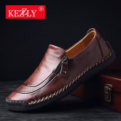 KEZZLY New big size 38-48 men casual shoes loafers spring and autumn mens moccasins shoes genuine leather men&#39;s flats shoes