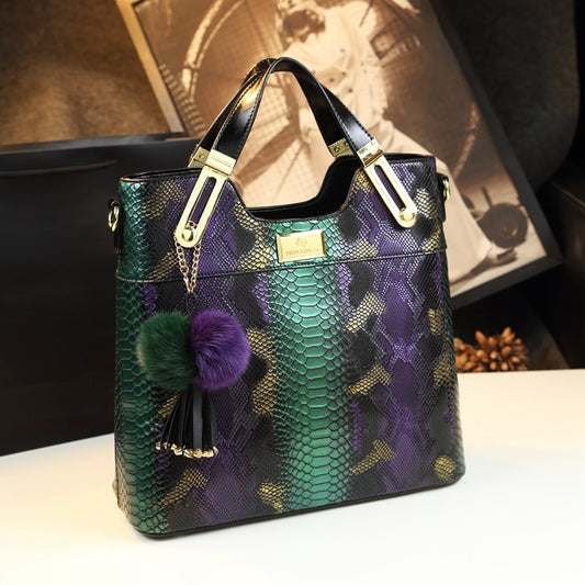 Luxury Cowhide Leather Women Handbags fashion female Chain Serpentine portable Tote bag ladies tassel shoulder messenger bags