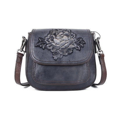 Gykaeo High Quality Woman Vintage Sling Messenger Shoulder Bags Female Leisure Small Embossed Women Genuine Leather Floral Bag