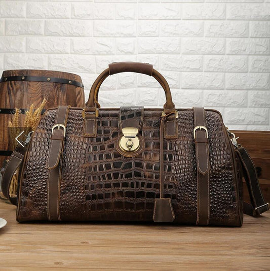New Arrival Male Crocodile Leather Travel Bag Men Handbag With Shoulder Strap Travelling Bag Luxury Design Alligator Trolley Bag