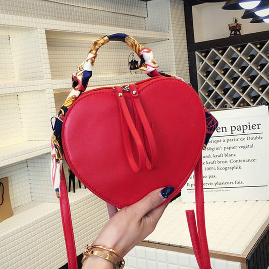 Heart Shaped Design Small Pu Leather Crossbody Bags for Women Fashion Female Simple Solid Color Shoulder Handbags