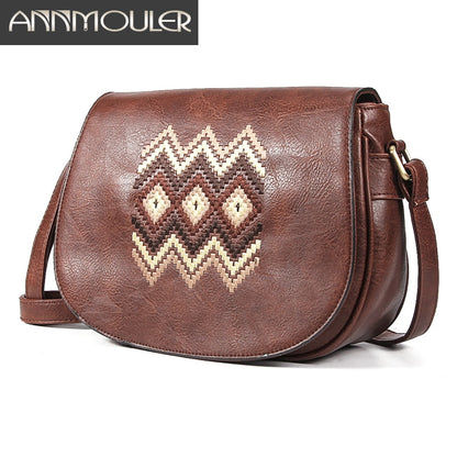 Annmouler Fashion Shoulder Bag Vintage Women Handbag Purse Embroidery Messenger Bag Quality Small Bag for Girls Crossbody Bag