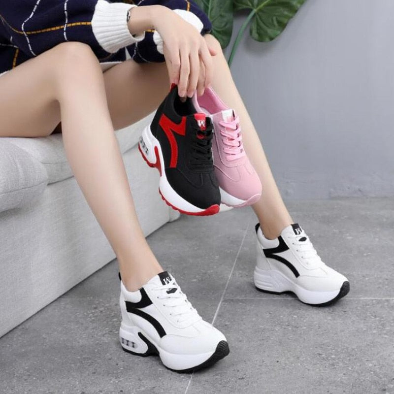 Brand Women Lightweight Sneakers Women Outdoor Height Increasing Shoes Woman NEW Breathable Comfort Shoes Air Cushion Lace Up W5