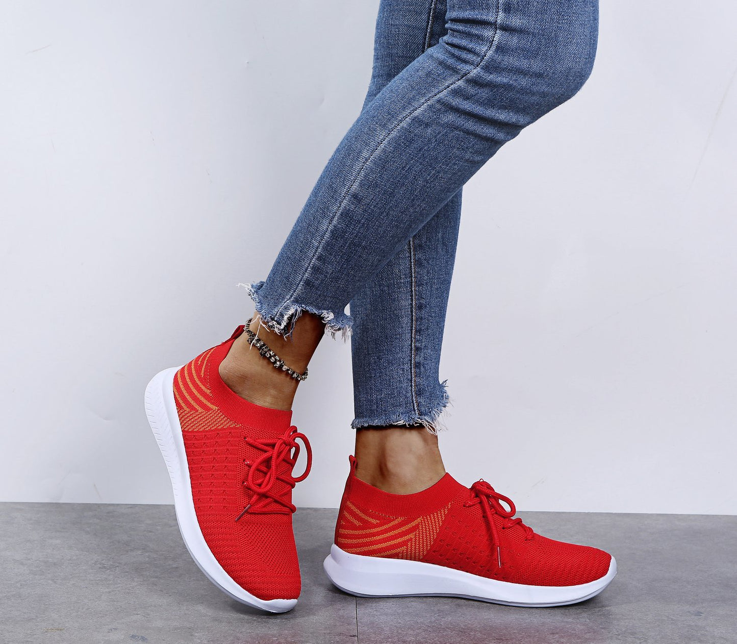 Women's Sneakers Lace Up Sock Shoes Summer Casual Sneakers Women Running Ladies Vulcanized Shoes Plus Size 35-43