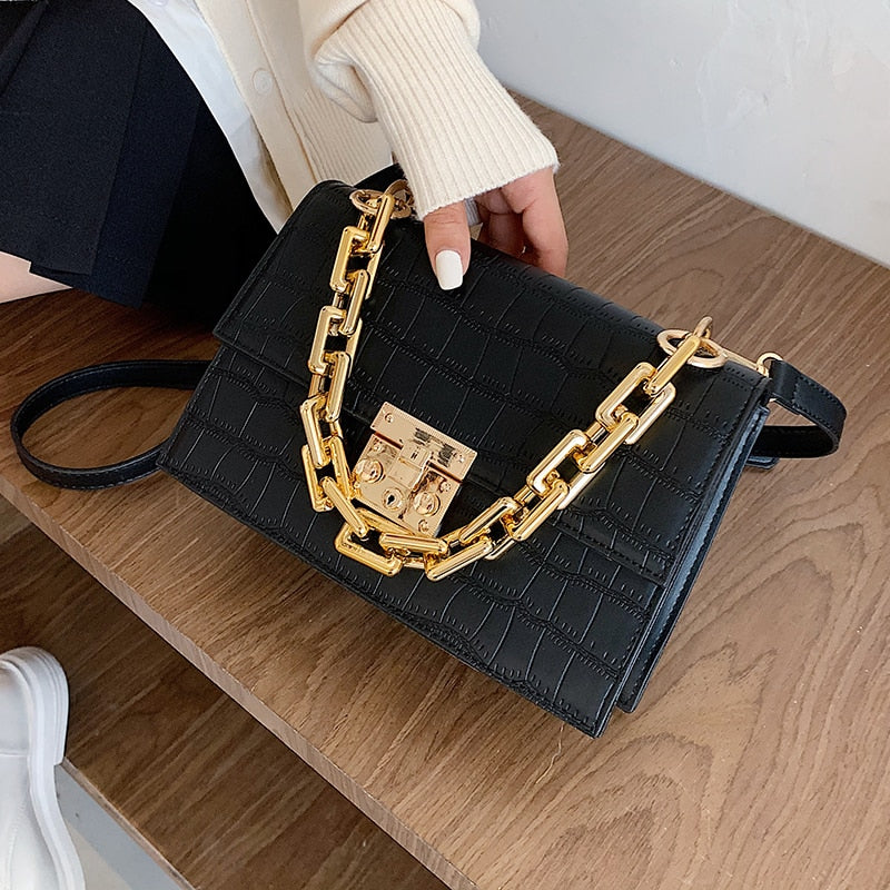 Crocodile Pattern Crossbody Bags For Women 2022 Small Chain Handbag Small Bag PU Leather Hand Bag Ladies Designer Shoulder Bags