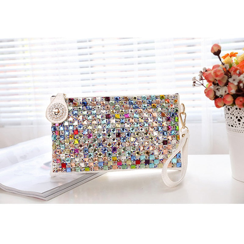 Colorful Rhinestone Women Clutch Bag Designer Luxury Diamond Ladies Evening Bag Chic Shoulder Crossbody Bags Party Small Purse