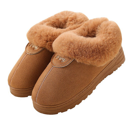 Mntrerm Winter Warm Cotton Slippers Female Thick Faux Fur Plus Size Velvet Men&#39;s Indoor Home Slippers Warm Couple Shoes Woman