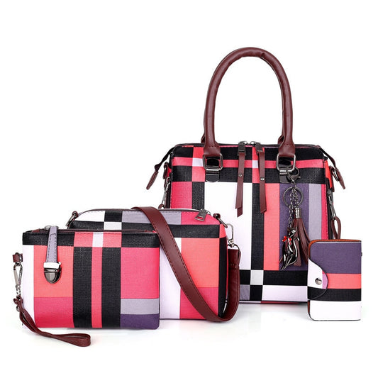 4 Pcs/set Luxury Handbags plaid Women Bags Designer tassel Purses and Handbags Shoulder Bags for women 2020 sac Bolsa Feminina