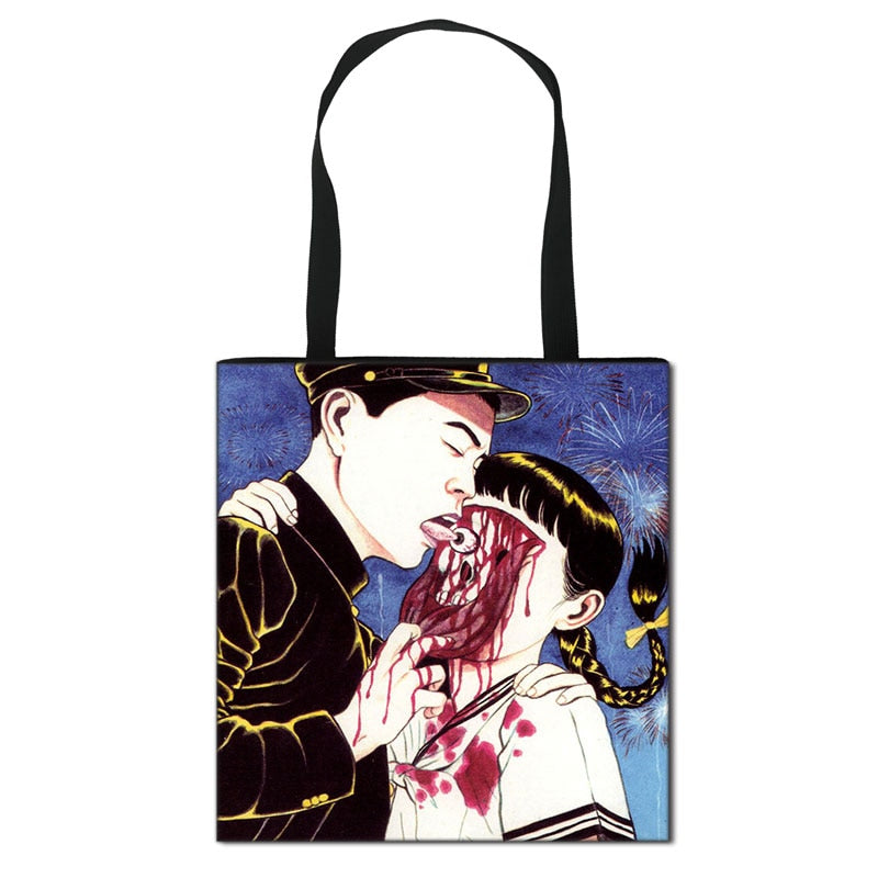 Horror Manga Totes Bag Women Handbag Fashion Shoulder Bag for Travel Ladies Portable Large Capacity Shopping Bags