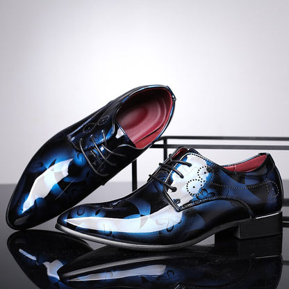 Fashion Men Casual Oxford Shoes Men's Red Print Business formal Leather Dress Shoes Wedding Party Men classic shiny Shoes