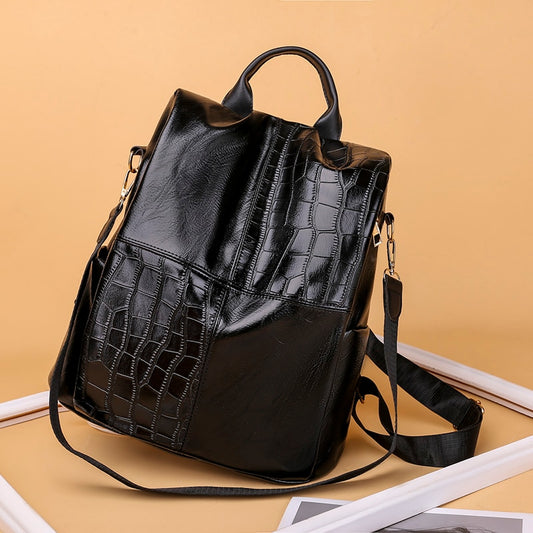 Female Backpacks PU leather Women Rucksack Large Capacity School College Bags Anti-theft Travel Backpack big Shoulder Bags black