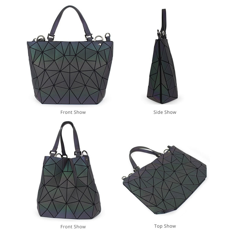 Women Handbags 3 Pcs Bag Set Crossbody Bags For Women Geometric Luminous Shoulder Bag Female Purse And Handbag Tote Holographic