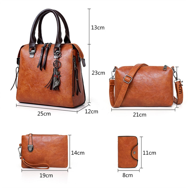 High Quality Ladies Handbags Female Leather Shoulder Messenger Bags Tote Bag Bolsa 2021 New 4pcs/Set Women Composite Bags