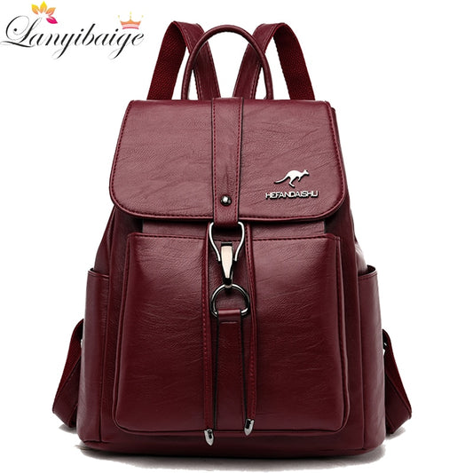 High Quality Leather Backpack Women pu Leather Travel Backpack School Bags for Teenager Girl Sac Ladies Shoulder Bags Mochila