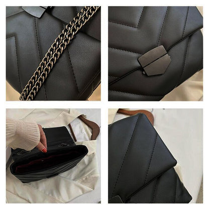 Geestock Women Chain  Shoulder Bags PU Leather Crossbody Messenger Bags Designer Ladies Fashion Vintage Trend Totes Handbags