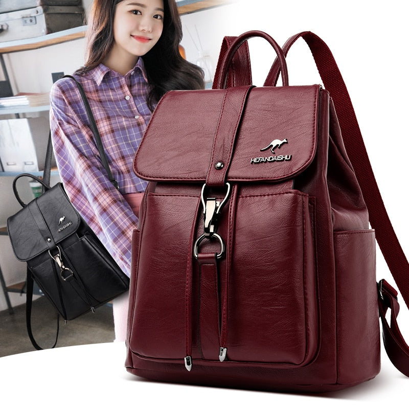 High Quality Leather Backpack Women pu Leather Travel Backpack School Bags for Teenager Girl Sac Ladies Shoulder Bags Mochila