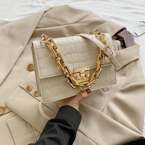 Crocodile Pattern Crossbody Bags For Women 2022 Small Chain Handbag Small Bag PU Leather Hand Bag Ladies Designer Shoulder Bags