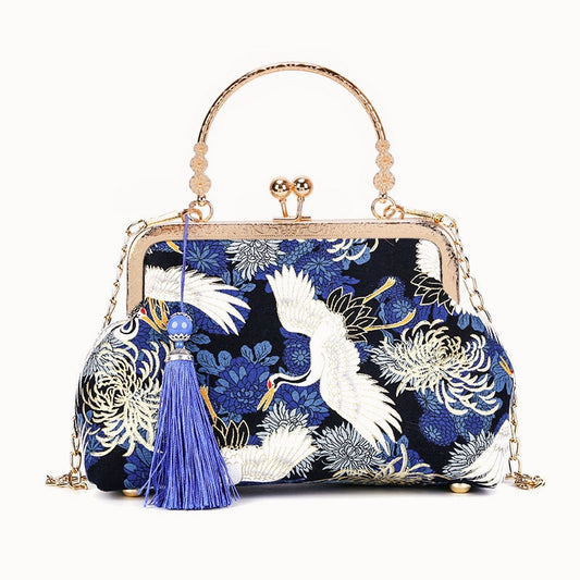 Fashion Vintage Fringe Bag Small Shell Bags Chain Women Shoulder Crossbody Bag Crane Flying Women&#39;s Handbags Purses