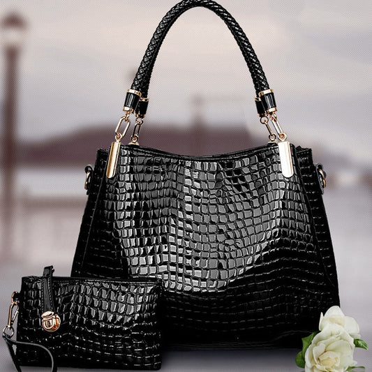 2Pcs Women luxury Handbag Zip Shoulder Bags For Women 2022 Soft Crocodile Pattern Leather Portable Shopping Totes bolso mujer