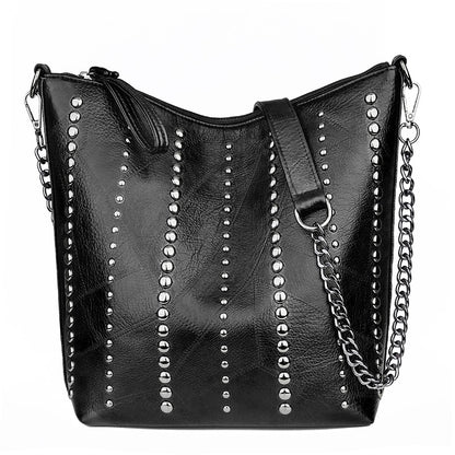 Retro Rivet Shoulder Bag Chain Crossbody Bags for Women Luxury Leather Messenger Bag Women Large Handbag Lady Bolsas De Mujer
