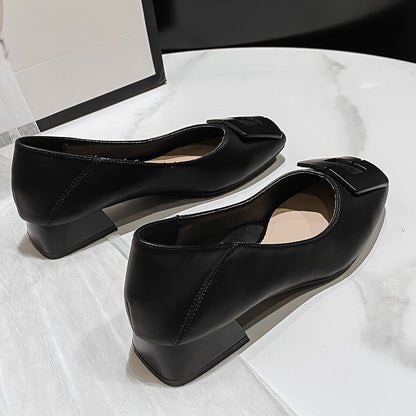 FamtiYaa Genuine Leather Woman Shoes Medium Heel Ladies Women's Shoes Heels Comfort Women Pumps Online Sale Black Brand New