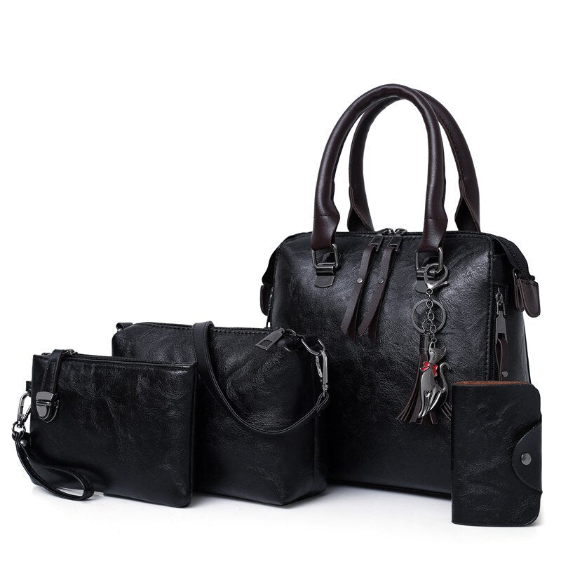 High Quality Ladies Handbags Female Leather Shoulder Messenger Bags Tote Bag Bolsa 2021 New 4pcs/Set Women Composite Bags