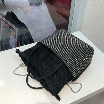 [BXX]  Rhinestone Pearl Fashion Bag Women Chain Diamond Bags Handbag Clutch Ladies Party Shoulder Bag High Quality HK409