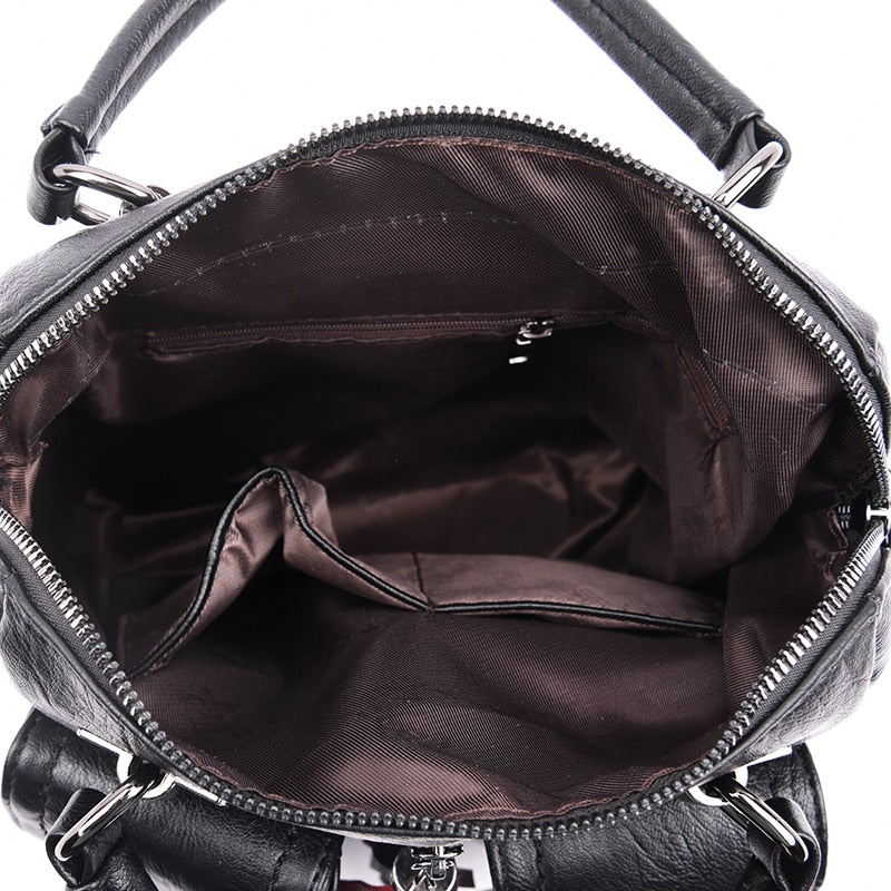 3-in-1 Women Backpacks Vintage Female Shoulder Bags Soft Leather Backpack Ladies Travel Back Pack Luxury Bags for Girls Mochila