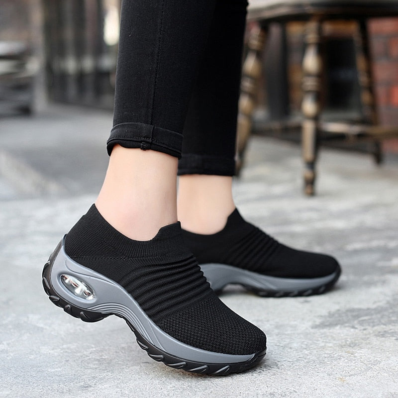 2022 Spring Women Breathable Shoes Woman Flat Slip on Platform Tenis for Women Mesh Sock Sneakers Shoes zapatillas aire mujer
