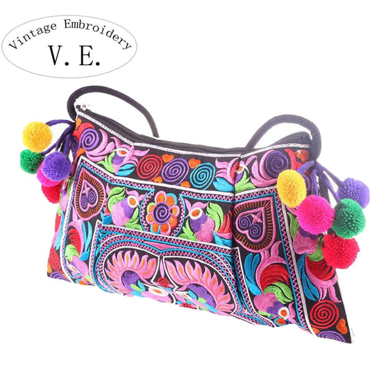 Vintage Embroidery Womens Messenger Bags National Trend Embroidery Cross-body Women Shoulder Bag Clutch Handbag Bolsa