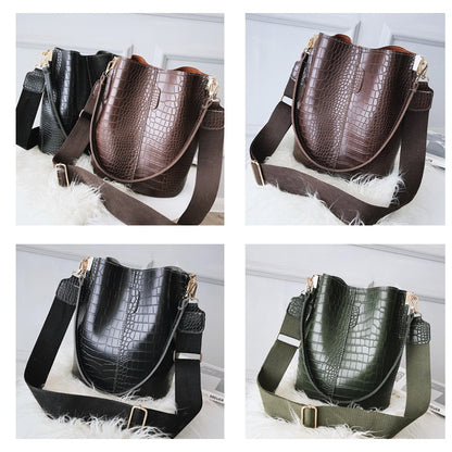 Ansloth Crocodile Crossbody Bag For Women Shoulder Bag Brand Designer Women Bags Luxury PU Leather Bag Bucket Bag Handbag HPS405